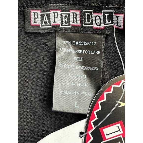 Paper Doll Surplice Ruffled Women's Large Faux Wrap Dress Black Size L - Picture 4 of 11